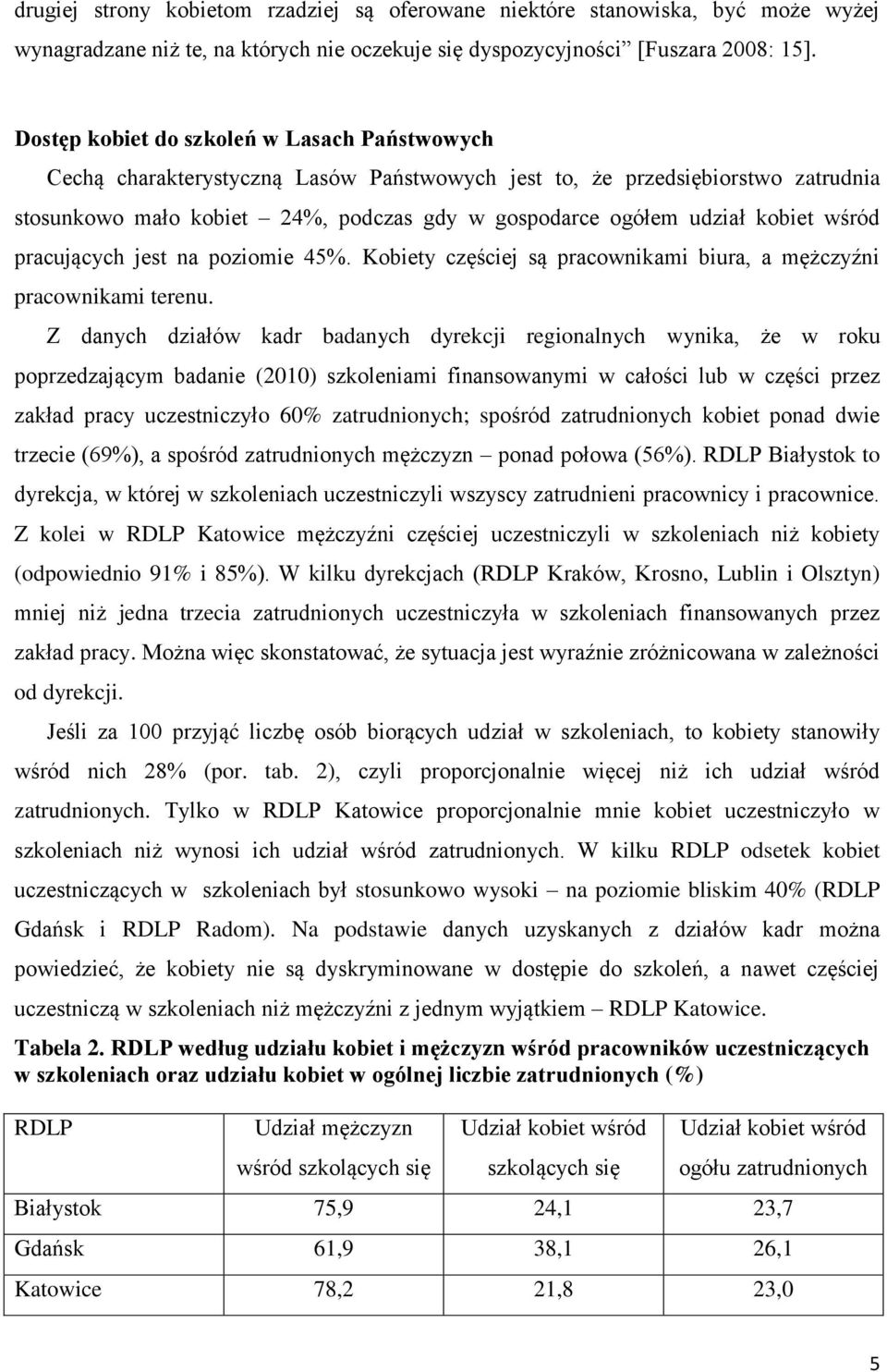 kobiet wśród pracujących jest na poziomie 45%. Kobiety częściej są pracownikami biura, a mężczyźni pracownikami terenu.