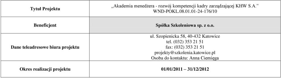 Szopienicka 58, 40-432 Katowice tel.