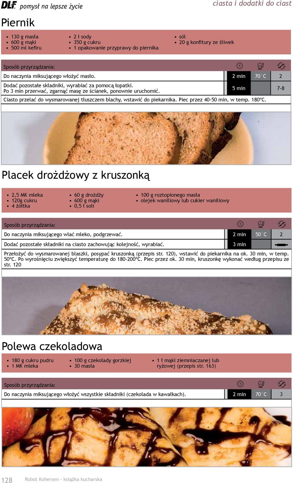 5 min 7-8 Ciasto przelać do wysmarowanej tłuszczem blachy, wstawić do piekarnika. Piec przez 40 50 min, w temp. 180ºC.