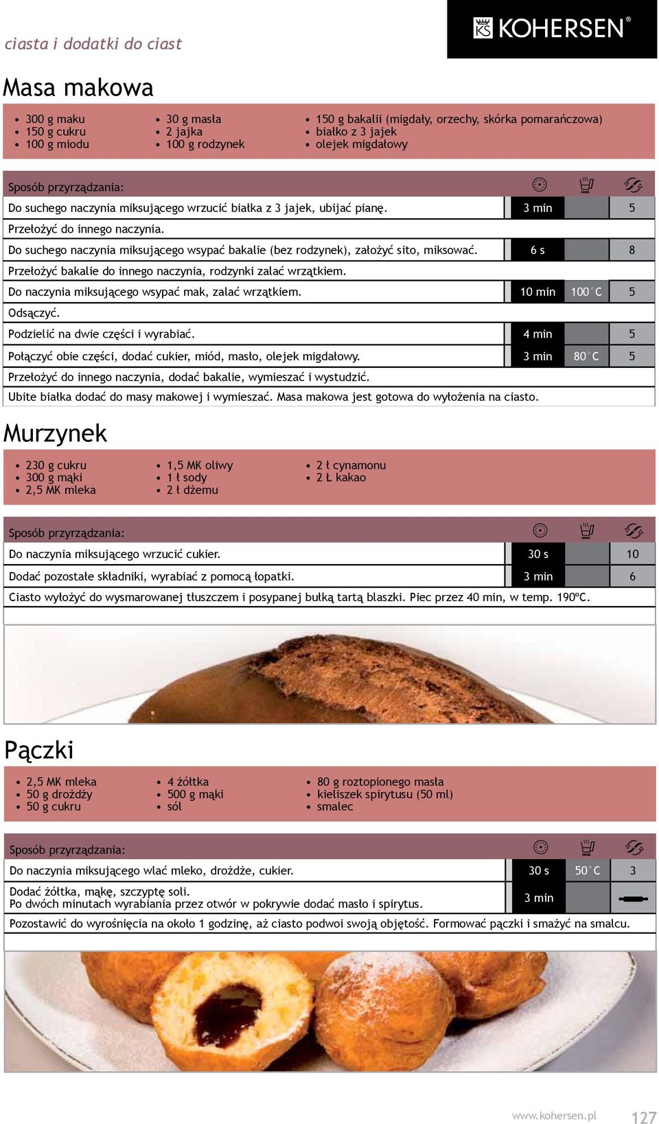 6 s 8 Przełożyć bakalie do innego naczynia, rodzynki zalać wrzątkiem. Do naczynia miksującego wsypać mak, zalać wrzątkiem. 10 min 100 C 5 Odsączyć. Podzielić na dwie części i wyrabiać.