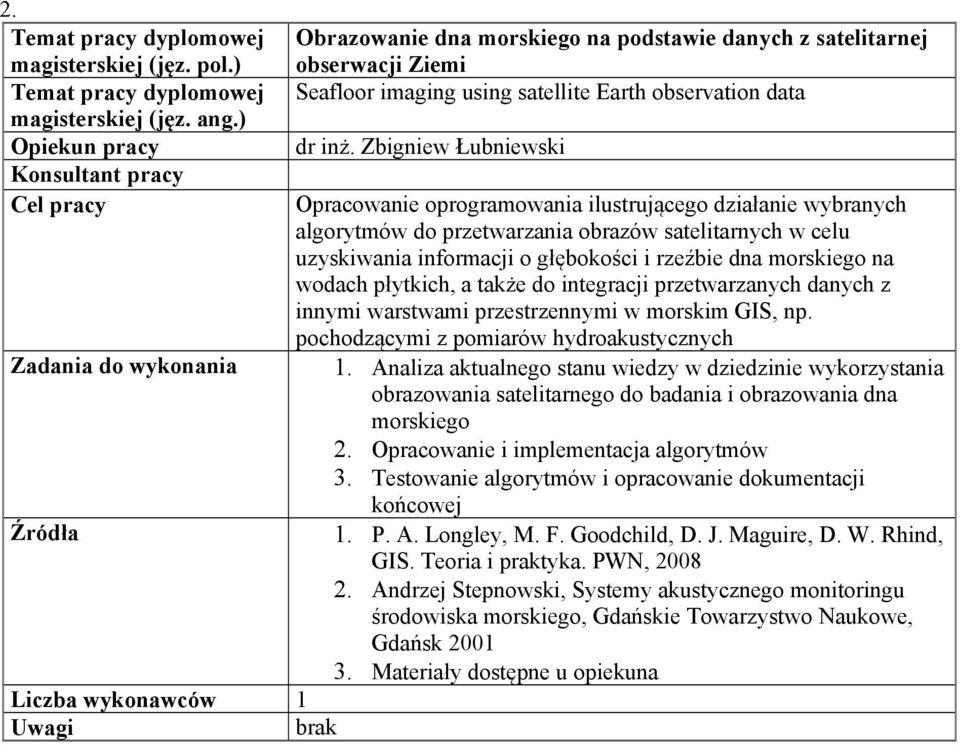 na wodach płytkich, a także do integracji przetwarzanych danych z innymi warstwami przestrzennymi w morskim GIS, np. pochodzącymi z pomiarów hydroakustycznych 1.
