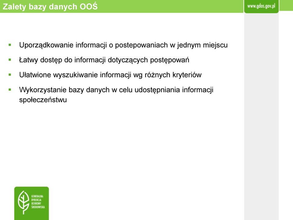 postępowań Ułatwione wyszukiwanie informacji wg różnych