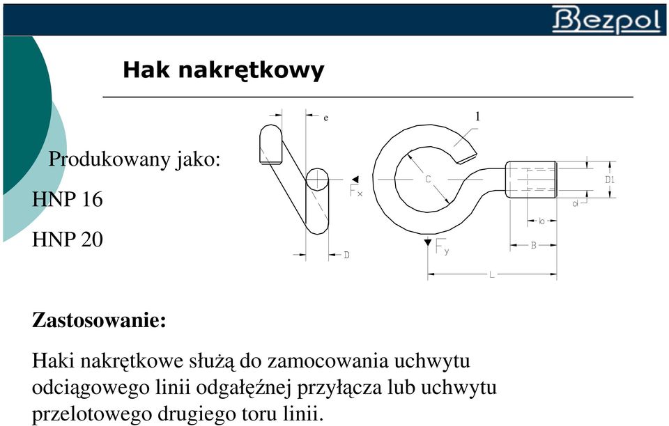 zamocowania uchwytu odciągowego linii odgałęźnej