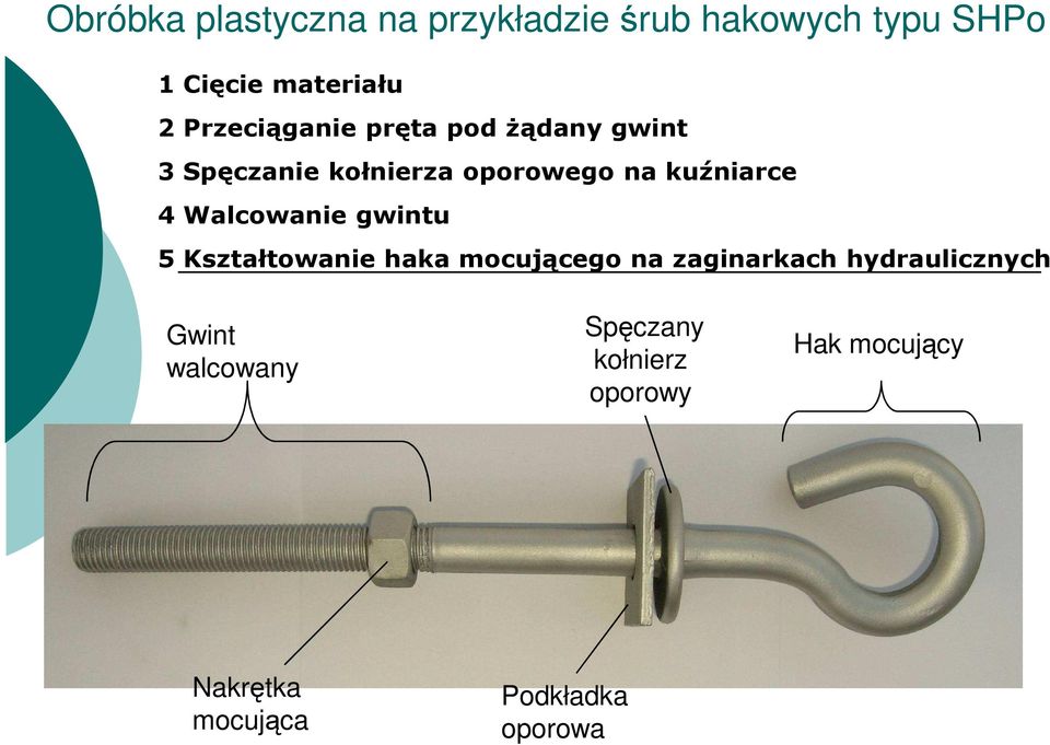 Walcowanie gwintu 5 Kształtowanie haka mocującego na zaginarkach hydraulicznych