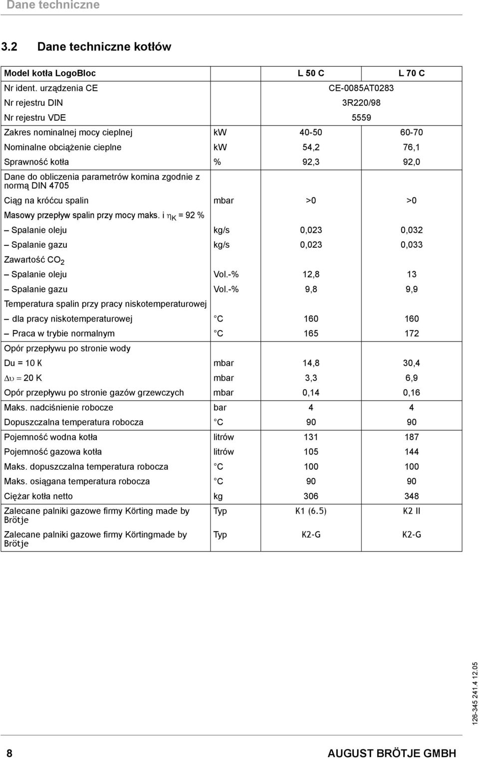 obliczenia parametrów komina zgodnie z normą DIN 4705 Ciąg na króćcu spalin mbar >0 >0 Masowy przepływ spalin przy mocy maks.