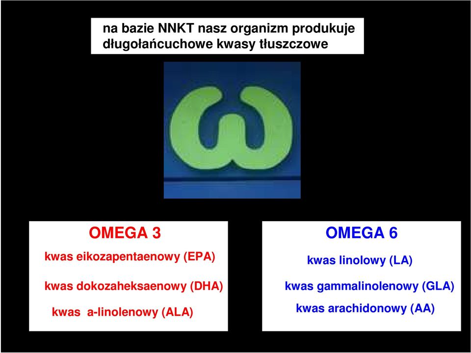 dokozaheksaenowy (DHA) kwas a-linolenowy (ALA) OMEGA 6