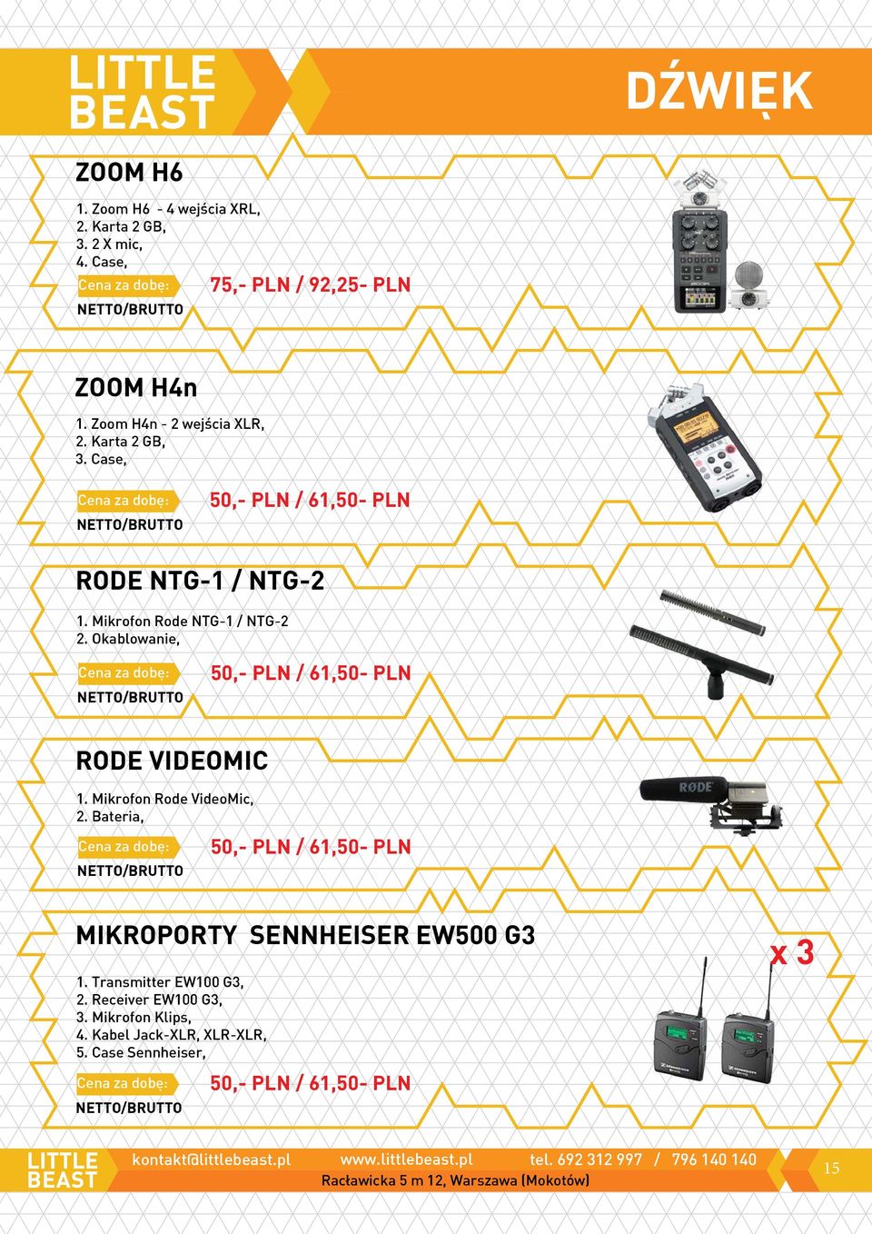 Case, RODE NTG-1 / NTG-2 1. Mikrofon Rode NTG-1 / NTG-2 2. Okablowanie, RODE VIDEOMIC 1.