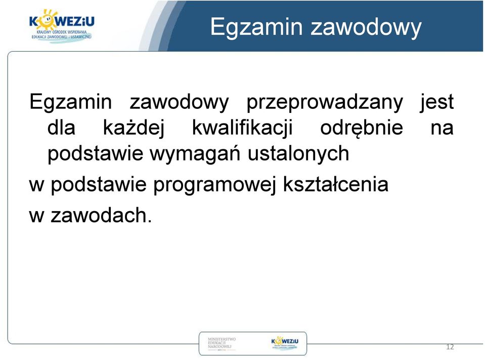 kwalifikacji odrębnie na podstawie wymagań