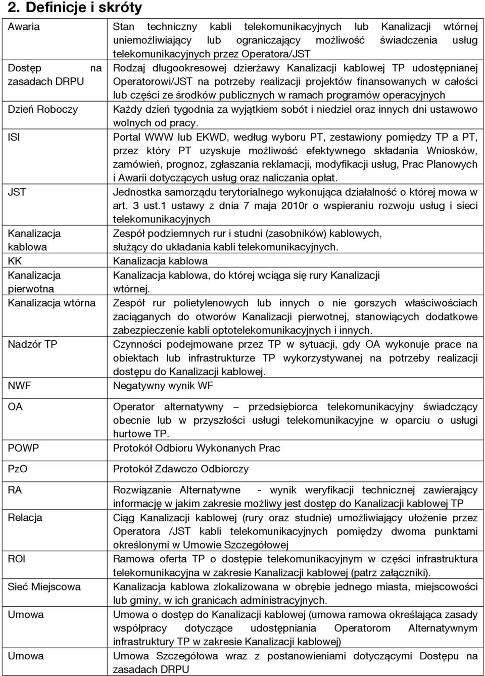 publicznych w ramach programów operacyjnych Dzień Roboczy Każdy dzień tygodnia za wyjątkiem sobót i niedziel oraz innych dni ustawowo wolnych od pracy.