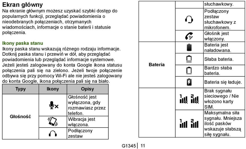 Jeżeli jesteś zalogowany do konta Google ikona statusu połączenia pali się na zielono.