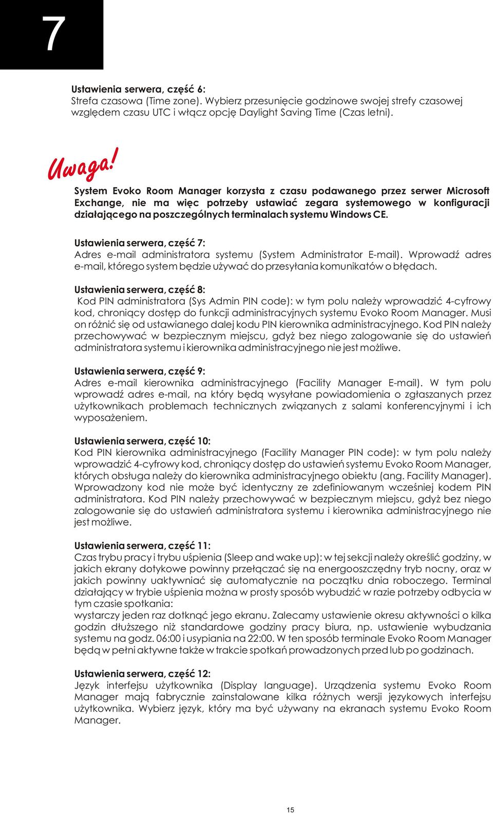 systemu Windows CE. Ustawienia serwera, część 7: Adres e-mail administratora systemu (System Administrator E-mail).