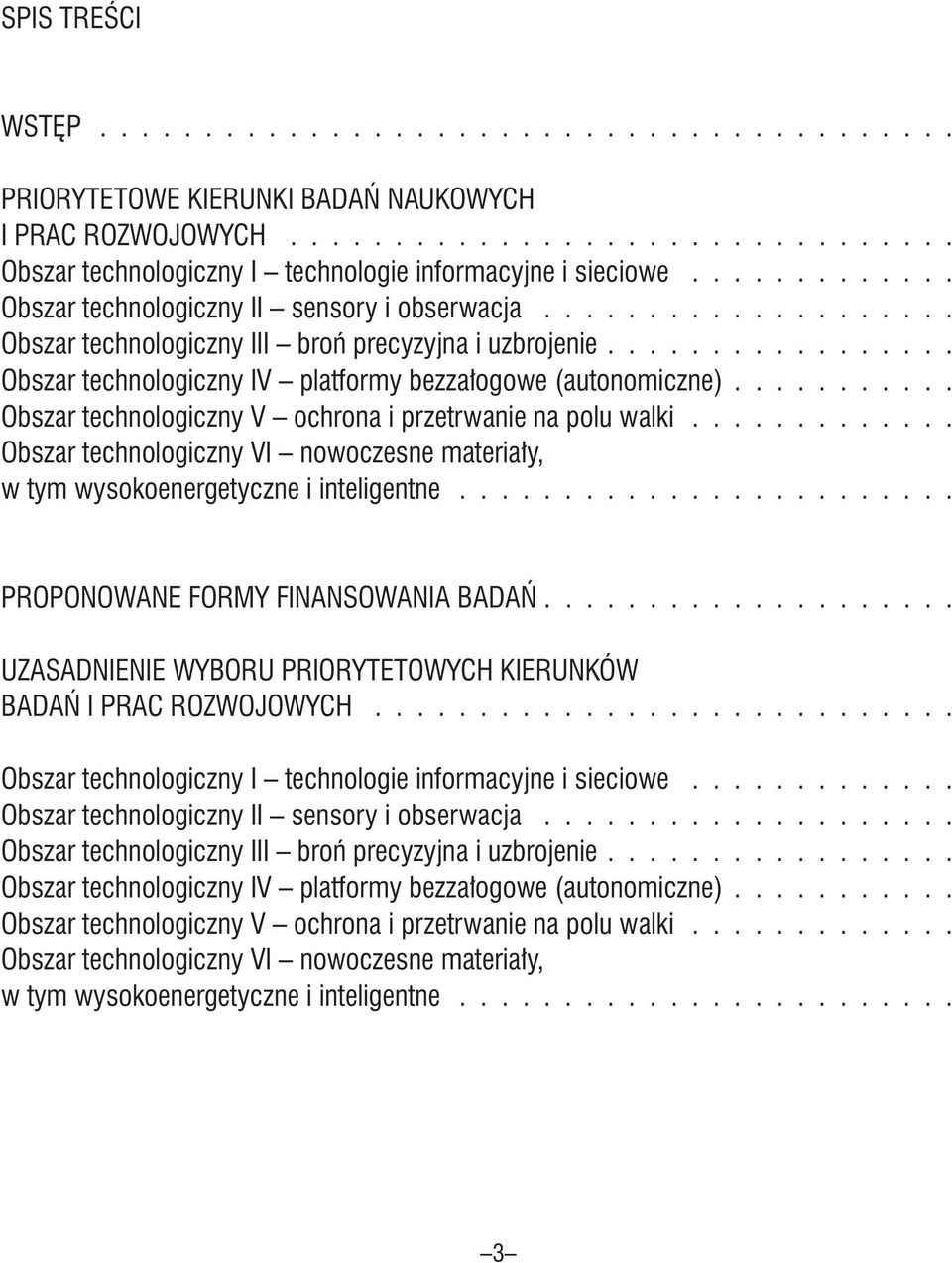 .......... Obszar technologiczny V ochrona i przetrwanie na polu walki............. Obszar technologiczny VI nowoczesne materiały, w tym wysokoenergetyczne i inteligentne.