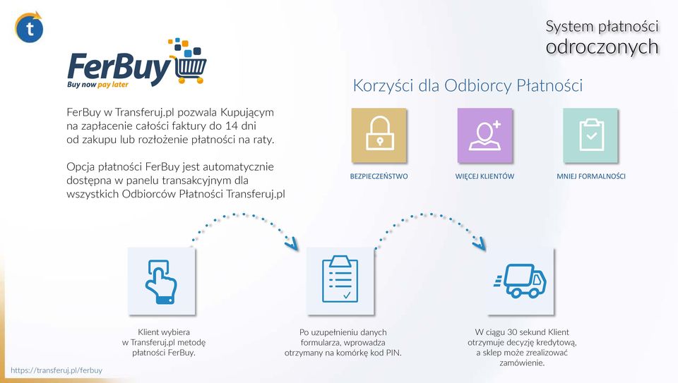 Opcja płatności FerBuy jest automatycznie dostępna w panelu transakcyjnym dla wszystkich Odbiorców Płatności Transferuj.