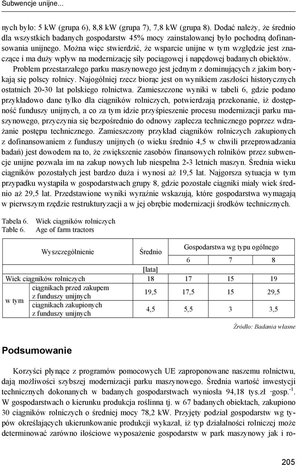 Można więc stwierdzić, że wsparcie unijne w tym względzie jest znaczące i ma duży wpływ na modernizację siły pociągowej i napędowej badanych obiektów.