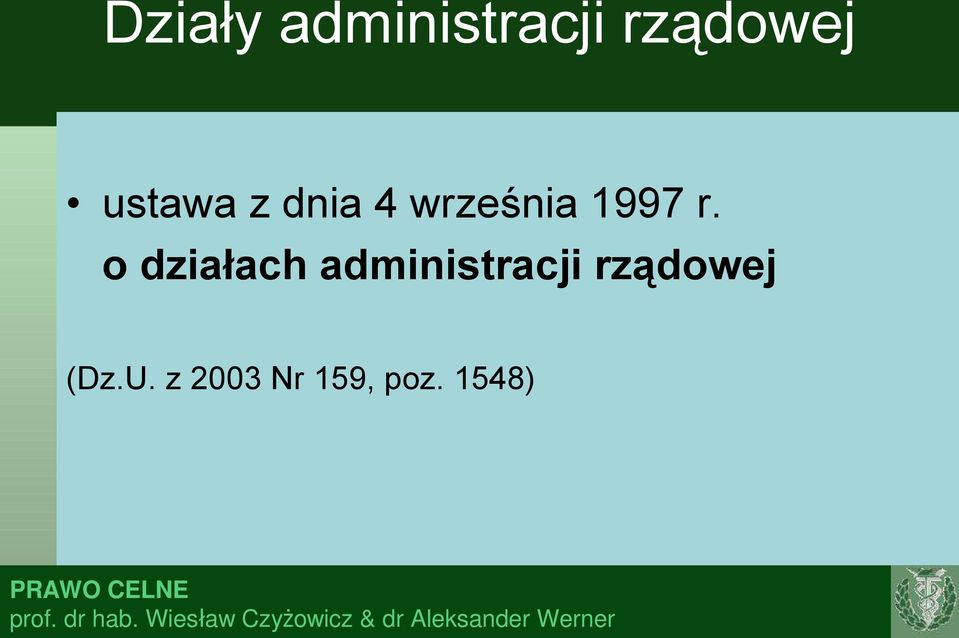 o działach administracji