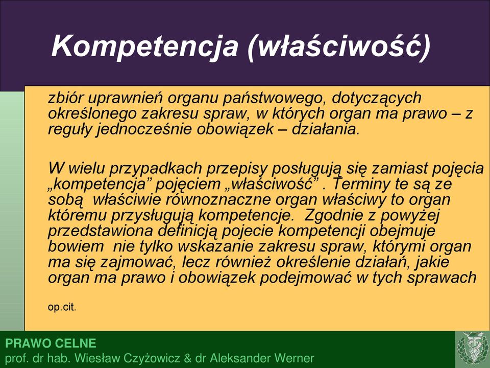 Terminy te są ze sobą właściwie równoznaczne organ właściwy to organ któremu przysługują kompetencje.