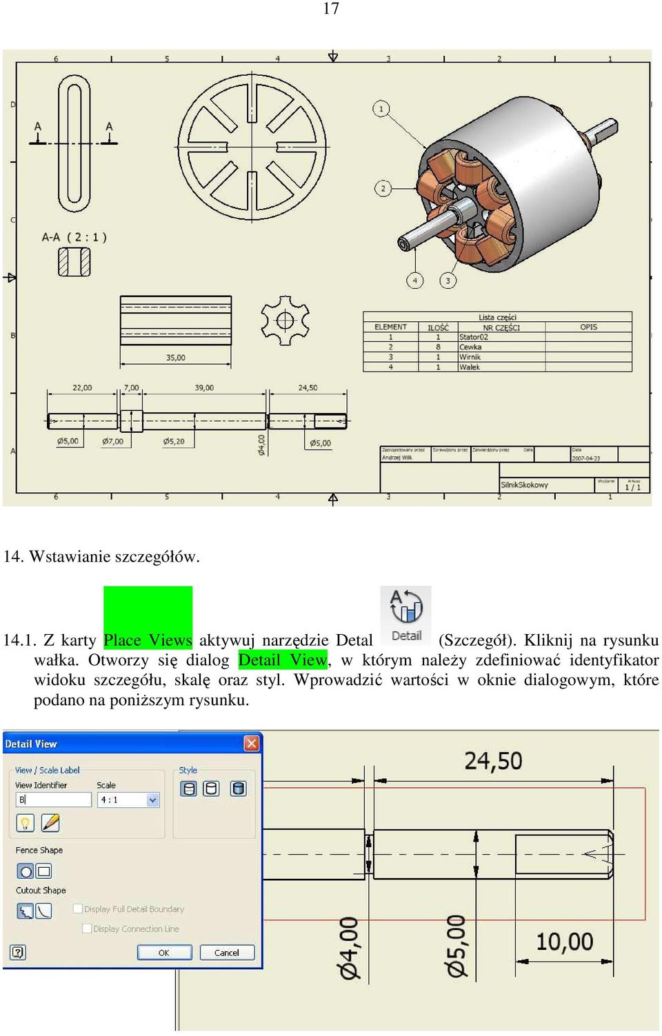 Otworzy się dialog Detail View, w którym naleŝy zdefiniować identyfikator