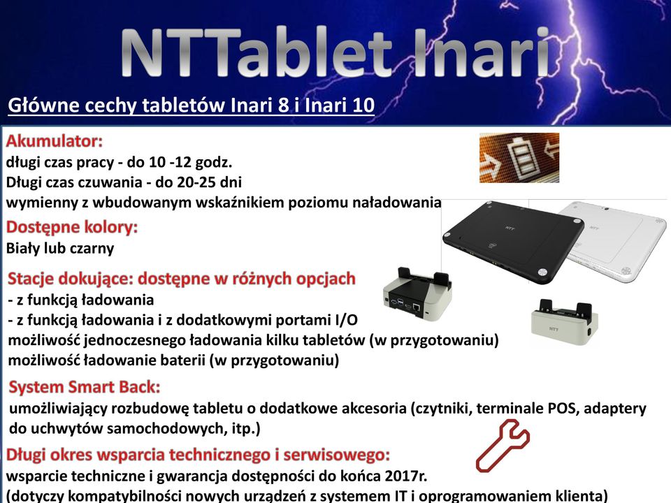 Długi czas czuwania - do 20-25 dni wymienny z wbudowanym wskaźnikiem poziomu naładowania Biały lub czarny - z funkcją ładowania - z funkcją ładowania i z