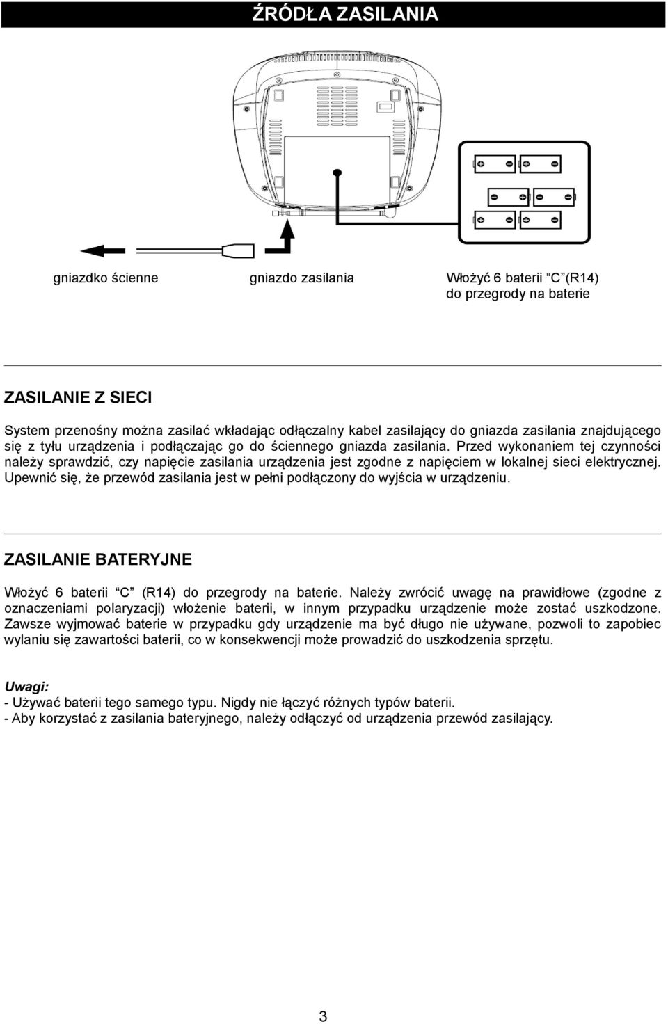 Przed wykonaniem tej czynności należy sprawdzić, czy napięcie zasilania urządzenia jest zgodne z napięciem w lokalnej sieci elektrycznej.