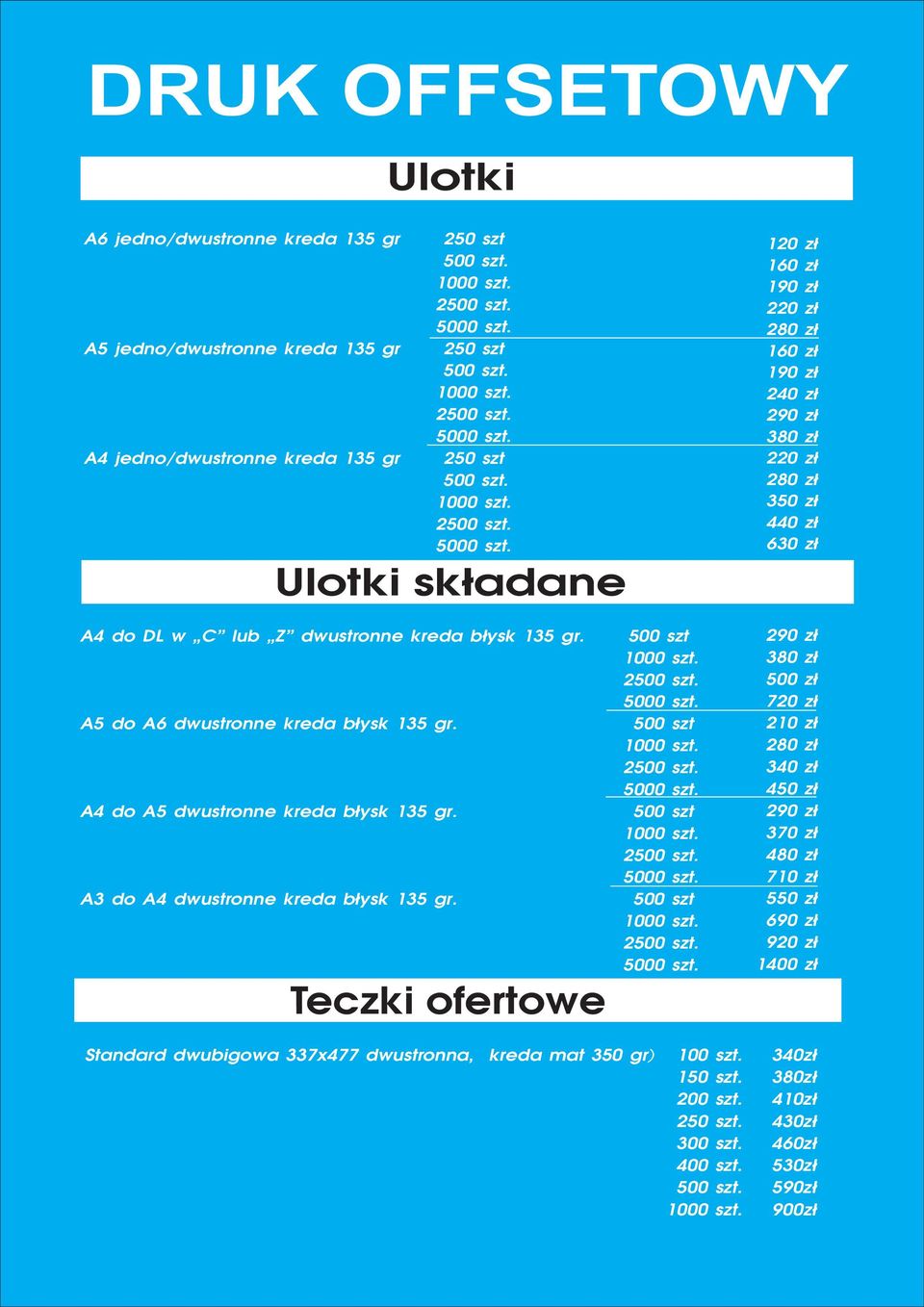 A5 do A6 dwustronne kreda błysk 135 gr. A4 do A5 dwustronne kreda błysk 135 gr. A3 do A4 dwustronne kreda błysk 135 gr.