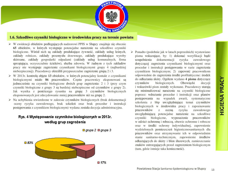 Wśród nich są zakłady produkujące żywność, zakłady usług leśnych, zakłady rolnicze, zakłady przemysłu drzewnego, zakłady produkujące wyroby skórzane, zakłady gospodarki odpadami (zakłady usług