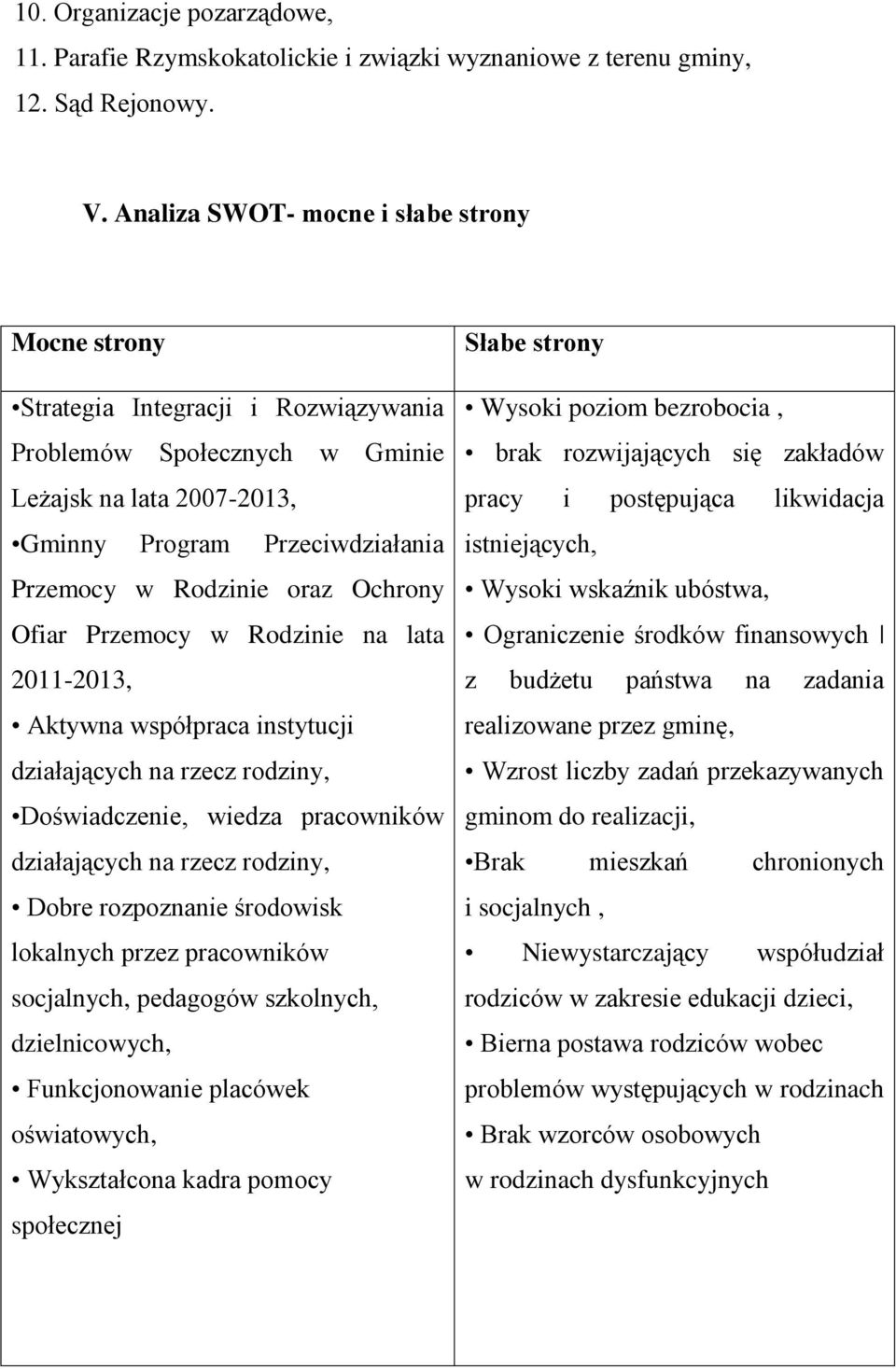 Ochrony Ofiar Przemocy w Rodzinie na lata 2011-2013, Aktywna współpraca instytucji działających na rzecz rodziny, Doświadczenie, wiedza pracowników działających na rzecz rodziny, Dobre rozpoznanie