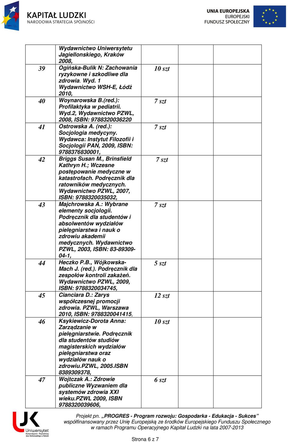 Wydawca: Instytut Filozofii i Socjologii PAN, 2009, ISBN: 9788376830001, 42 Briggs Susan M., Brinsfield Kathryn H.; Wczesne postępowanie medyczne w katastrofach. Podręcznik dla ratowników medycznych.