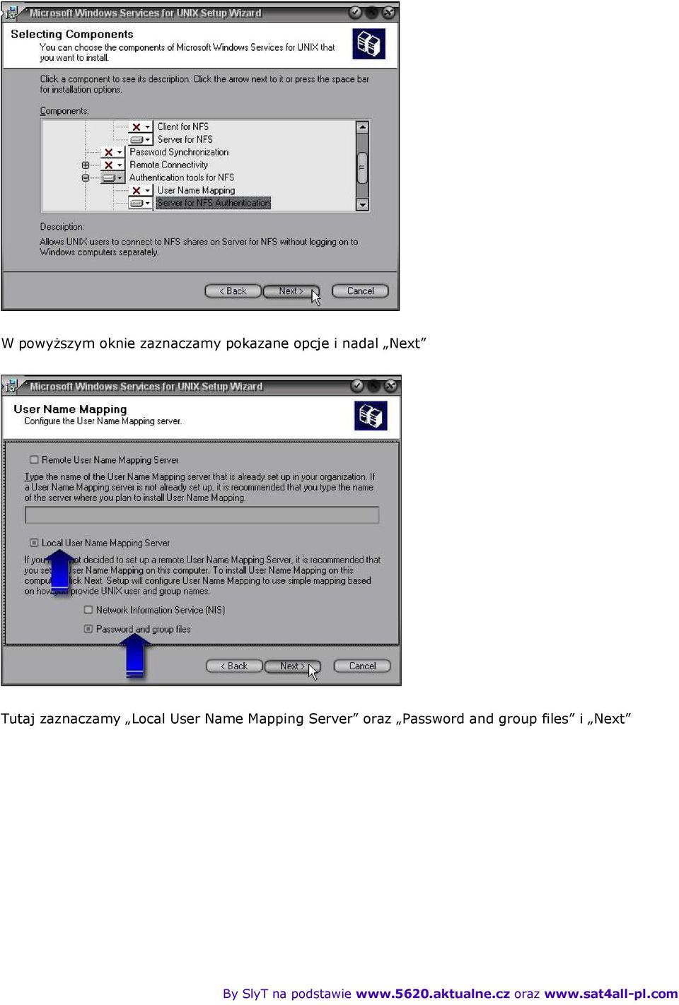 zaznaczamy Local User Name Mapping