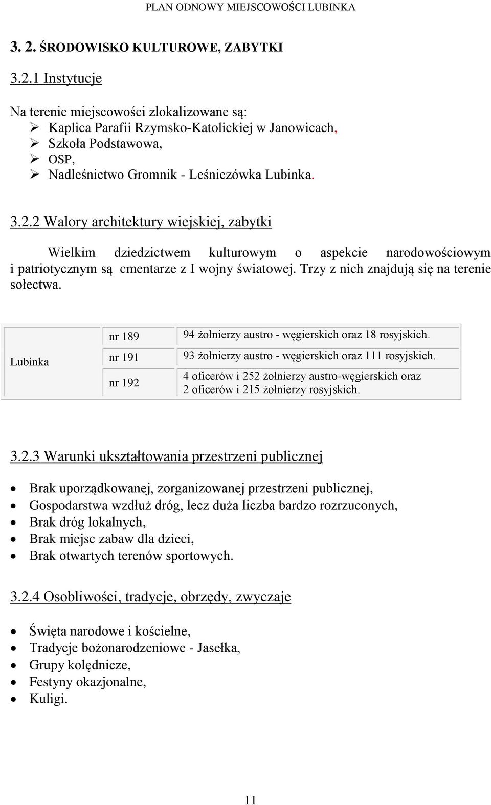 Lubinka nr 189 nr 191 nr 192 94 żołnierzy austro - węgierskich oraz 18 rosyjskich. 93 żołnierzy austro - węgierskich oraz 111 rosyjskich.