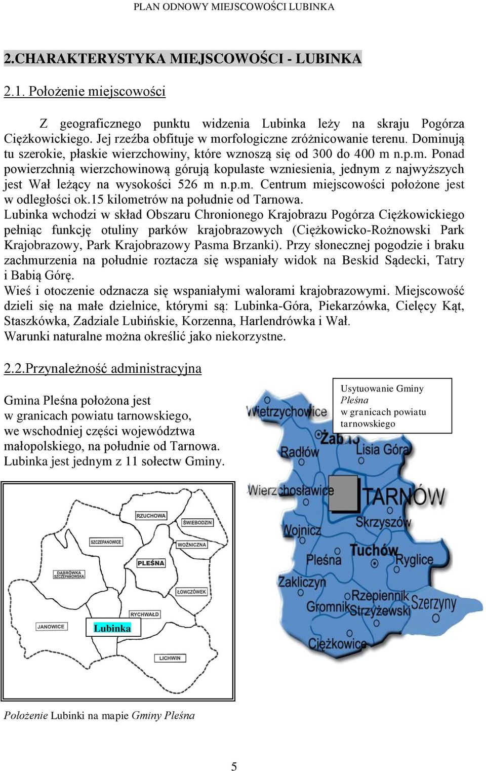p.m. Centrum miejscowości położone jest w odległości ok.15 kilometrów na południe od Tarnowa.