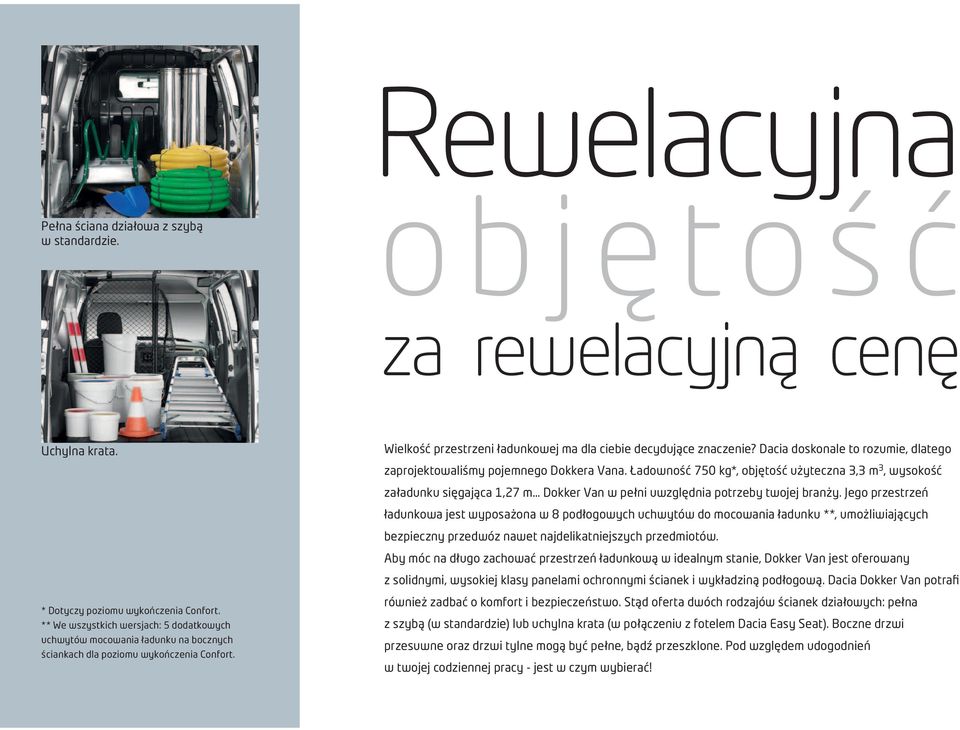 Dacia doskonale to rozumie, dlatego zaprojektowaliśmy pojemnego Dokkera Vana.
