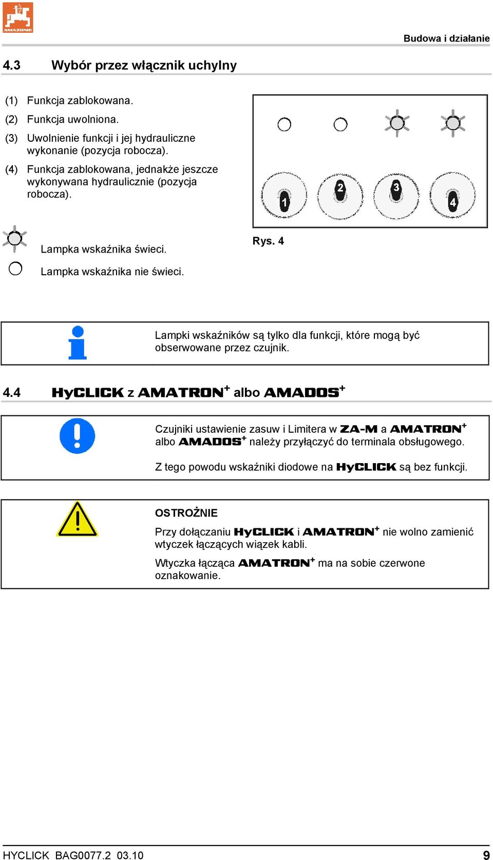 Lampki wskaźników są tylko dla funkcji, które mogą być obserwowane przez czujnik. 4.