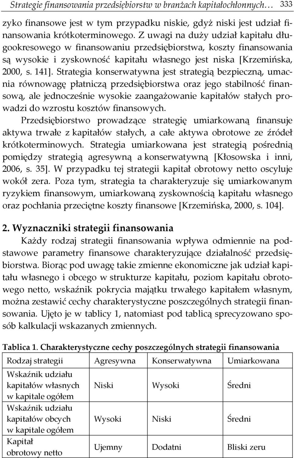 Strategia konserwatywna jest strategią bezpieczną, umacnia równowagę płatniczą przedsiębiorstwa oraz jego stabilność finansową, ale jednocześnie wysokie zaangażowanie kapitałów stałych prowadzi do