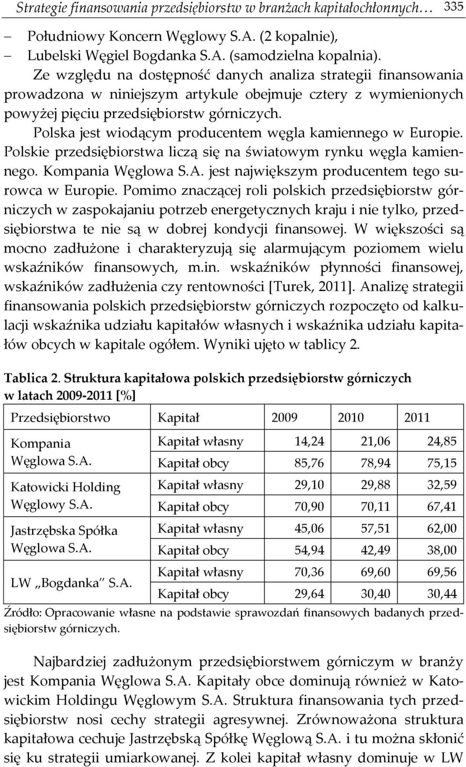 Polska jest wiodącym producentem węgla kamiennego w Europie. Polskie przedsiębiorstwa liczą się na światowym rynku węgla kamiennego. Kompania Węglowa S.A.