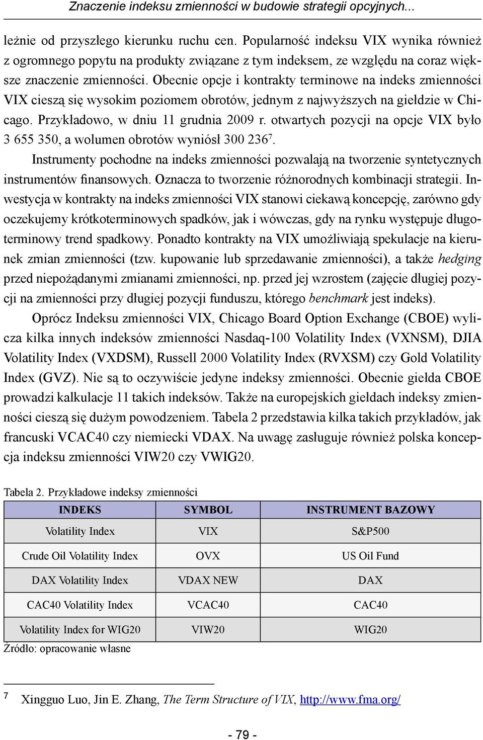Obecnie opcje i kontrakty terminowe na indeks zmienności VIX cieszą się wysokim poziomem obrotów, jednym z najwyższych na giełdzie w Chicago. Przykładowo, w dniu 11 grudnia 2009 r.