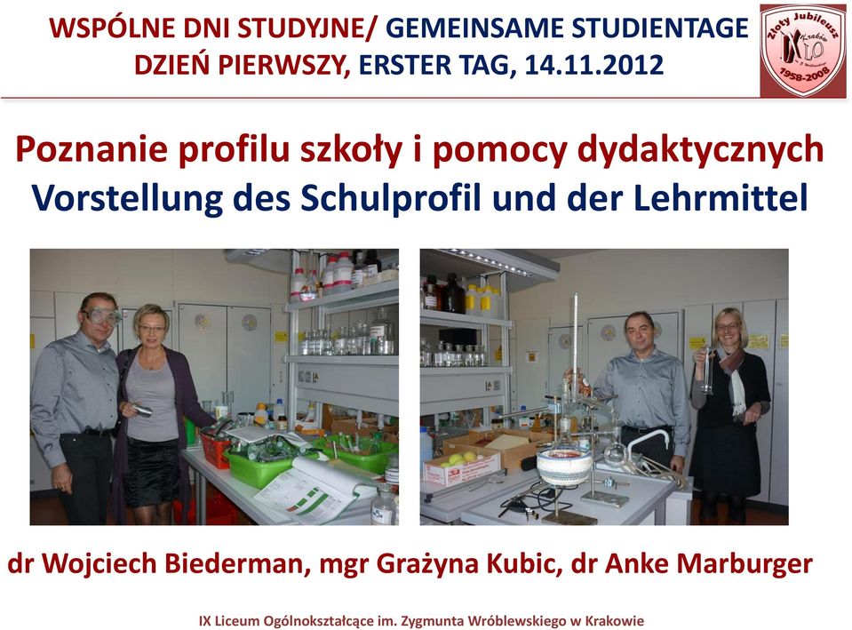 2012 Poznanie profilu szkoły i pomocy dydaktycznych