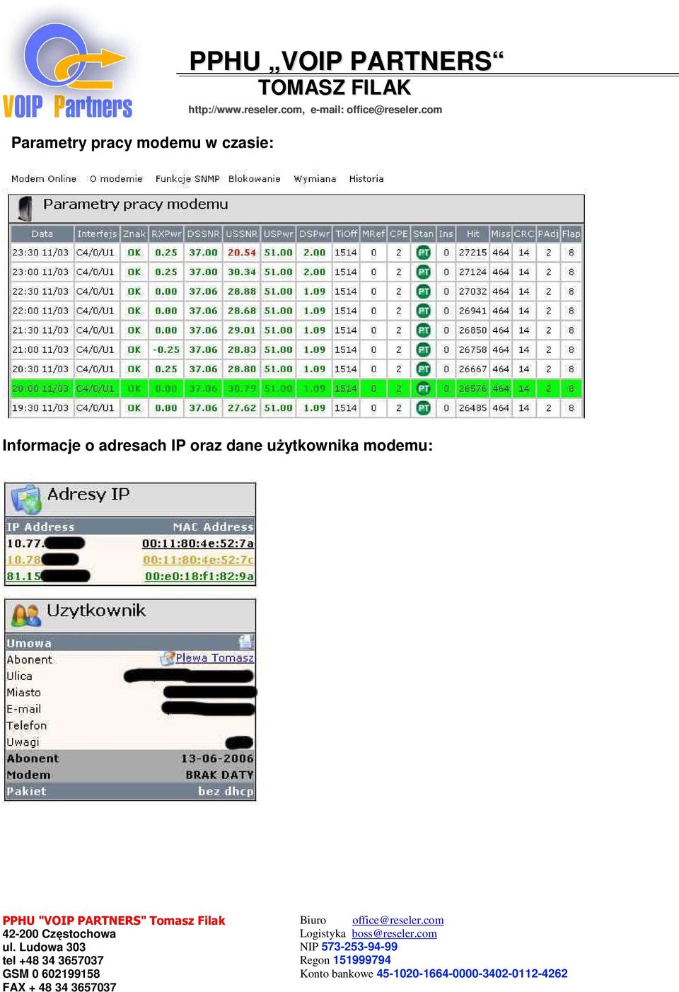 Informacje o adresach IP
