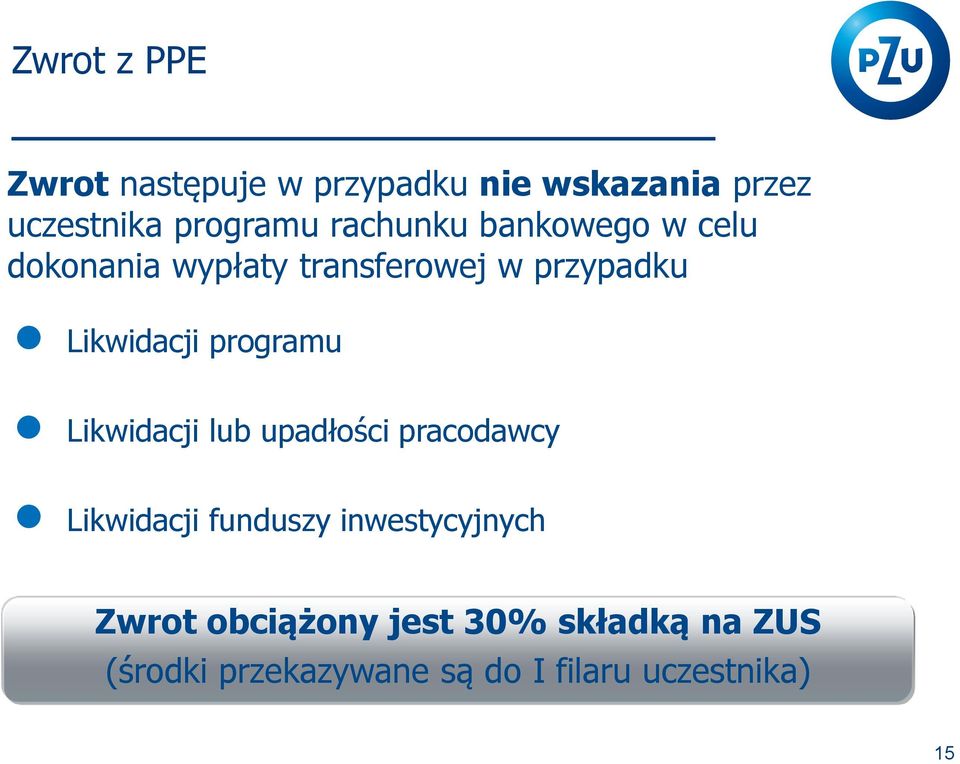 programu Likwidacji lub upadłości pracodawcy Likwidacji funduszy inwestycyjnych