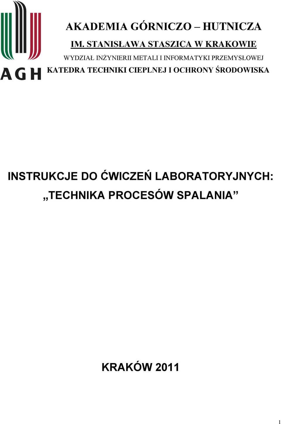 INFORMATYKI PRZEMYSŁOWEJ KATEDRA TECHNIKI CIEPLNEJ I