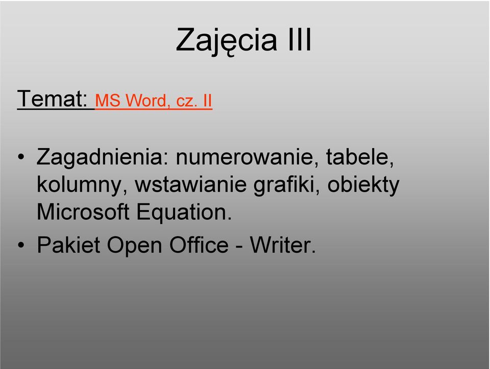 kolumny, wstawianie grafiki, obiekty