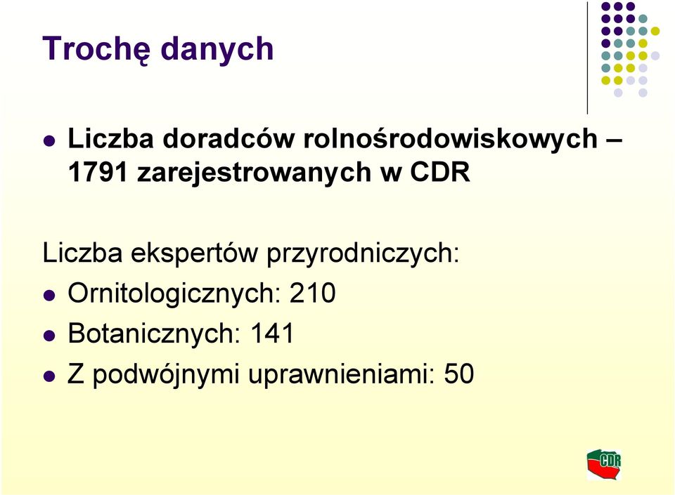 CDR Liczba ekspertów przyrodniczych: