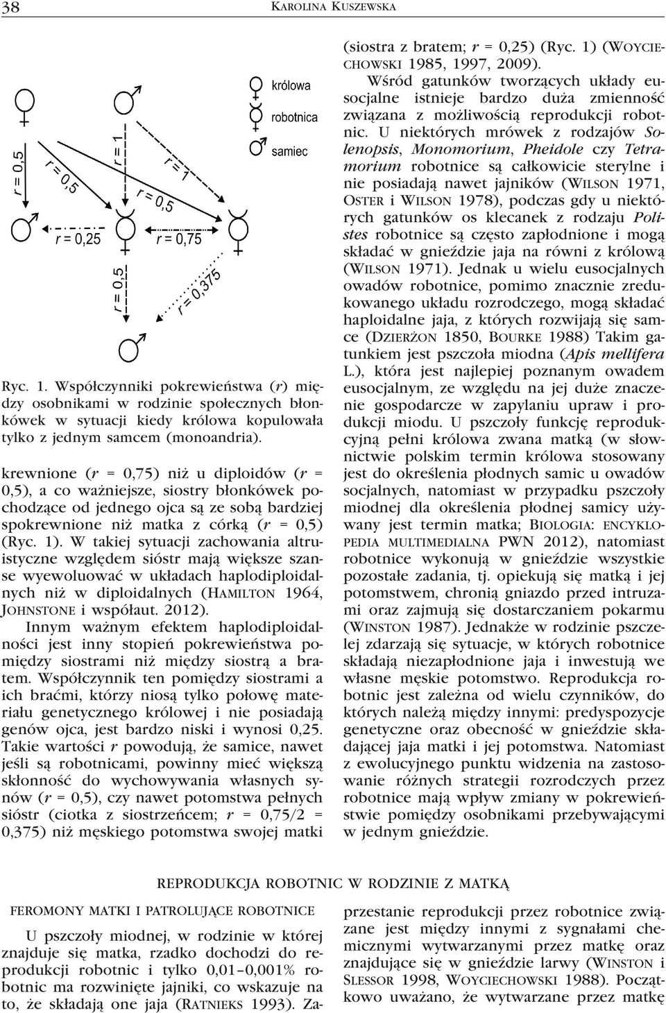 W takiej sytuacji zachowania altruistyczne względem sióstr mają większe szanse wyewoluować w układach haplodiploidalnych niż w diploidalnych (Hamilton 1964, Johnstone i współaut. 2012).