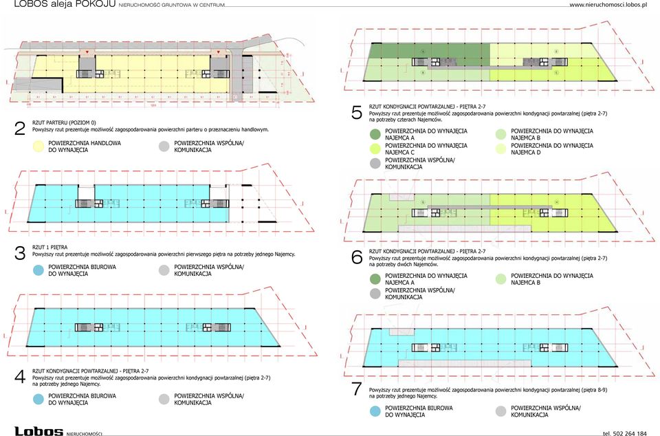 czterach Najemców. NAJEMCA A NAJEMCA C NAJEMCA B NAJEMCA D 3 RZUT 1 PIĘTRA Powyższy rzut prezentuje możliwość zagospodarowania powierzchni pierwszego piętra na potrzeby jednego Najemcy.