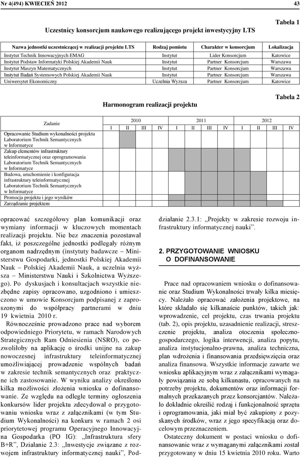 Matematycznych Instytut Partner Konsorcjum Warszawa Instytut Badań Systemowych Polskiej Akademii Nauk Instytut Partner Konsorcjum Warszawa Uniwersytet Ekonomiczny Uczelnia Wyższa Partner Konsorcjum