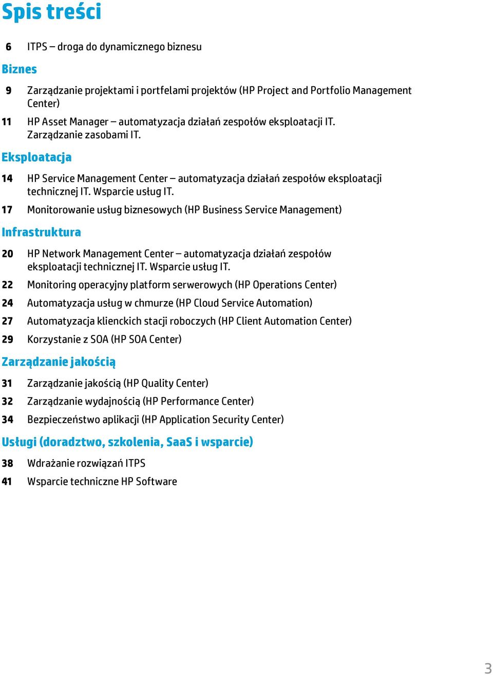 17 Monitorowanie usług biznesowych (HP Business Service Management) Infrastruktura 20 HP Network Management Center automatyzacja działań zespołów eksploatacji technicznej IT. Wsparcie usług IT.