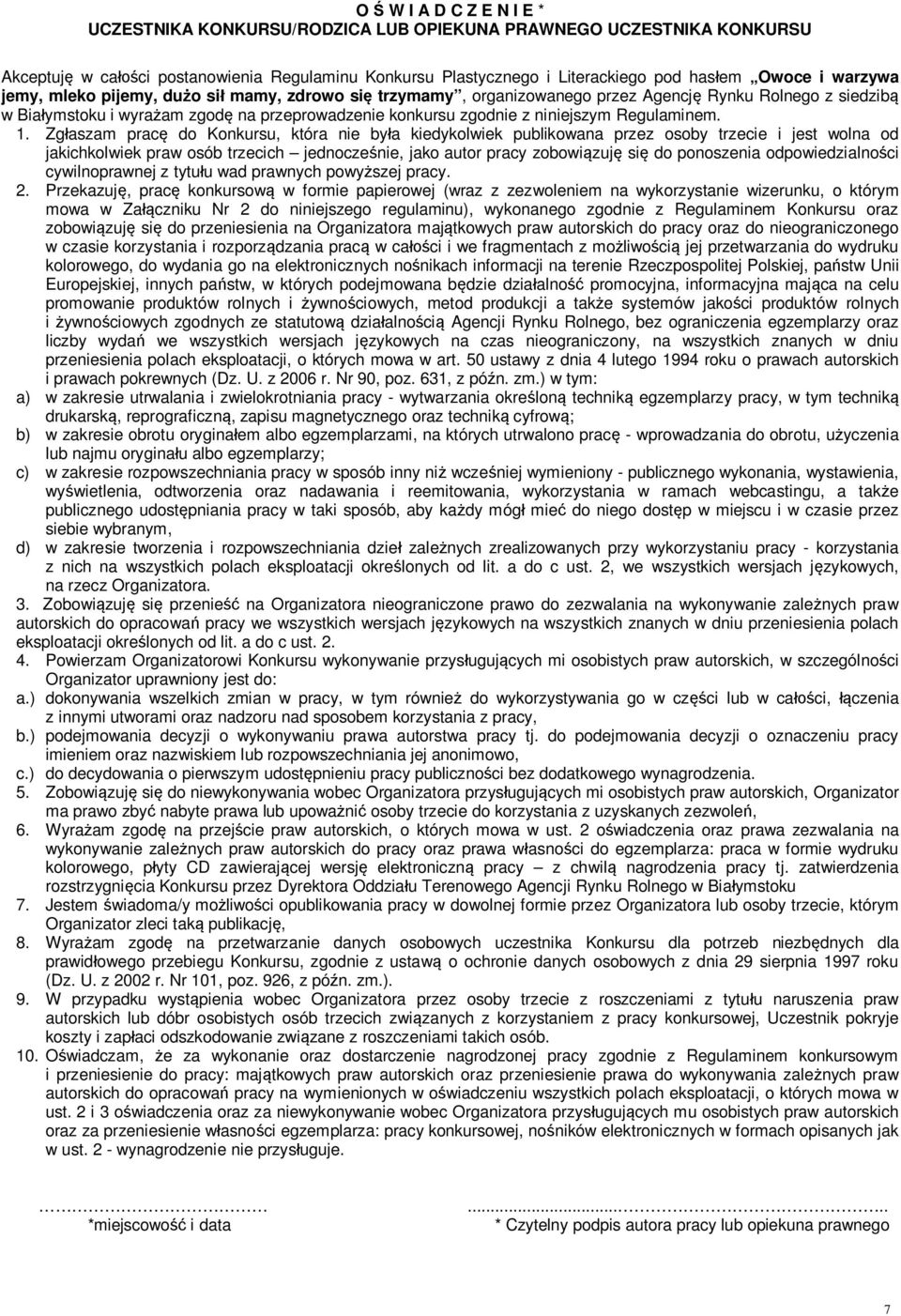 Regulaminem. 1.
