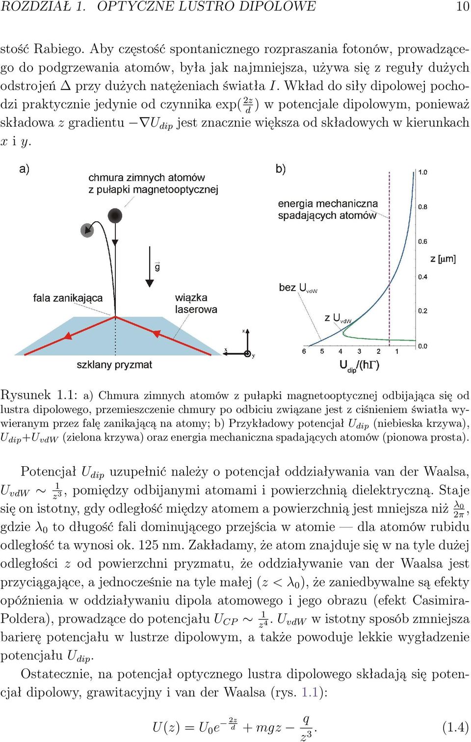 Wkład do siły dipolowej pochodzi praktycznie jedynie od czynnika exp( 2z ) w potencjale dipolowym, ponieważ d składowa z gradientu U dip jest znacznie większa od składowych w kierunkach x i y.