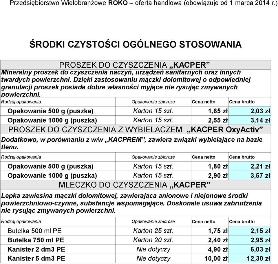 1,65 zł 2,03 zł Opakowanie 1000 g (puszka) Karton 15 szt.