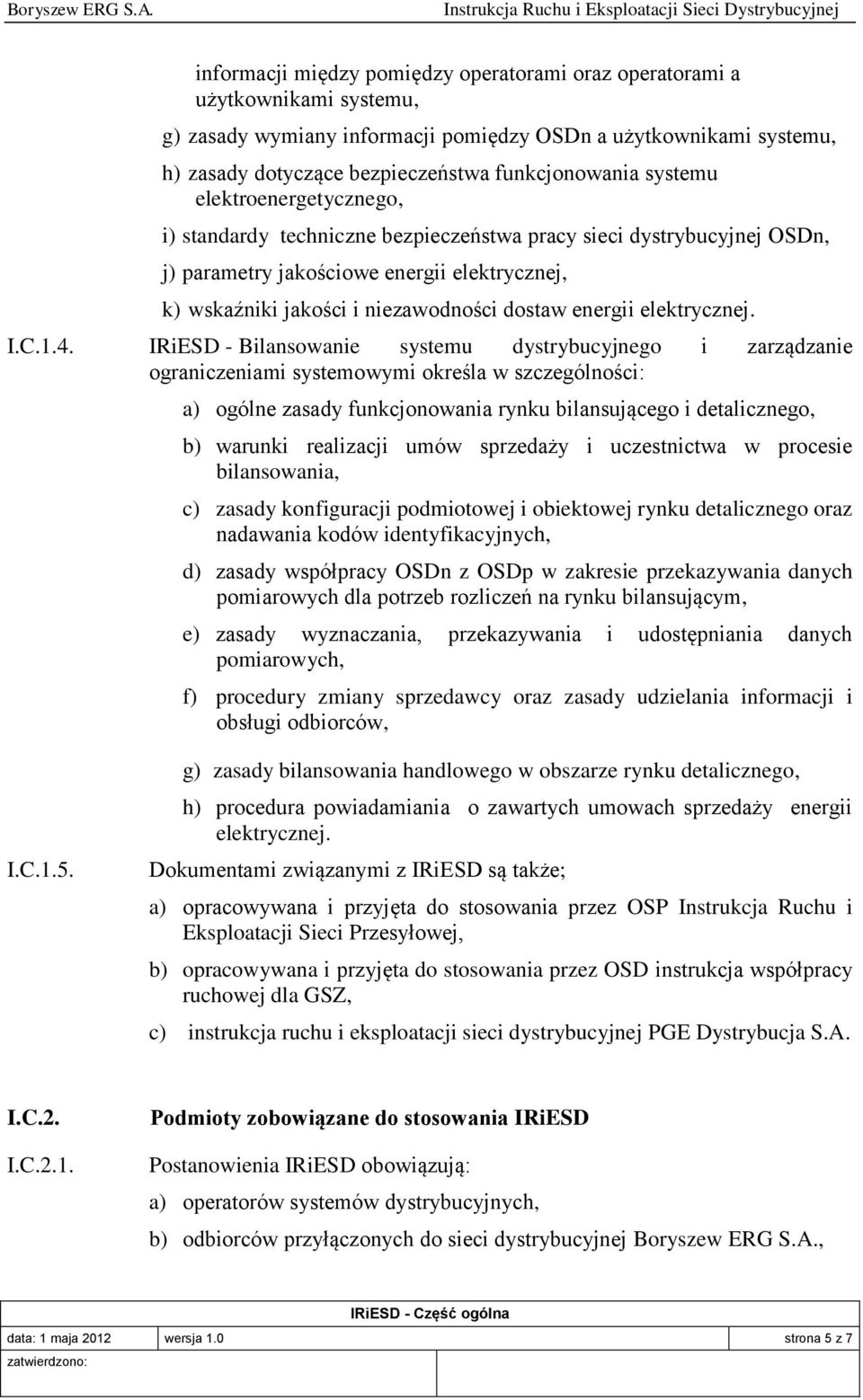 energii elektrycznej. I.C.1.4.