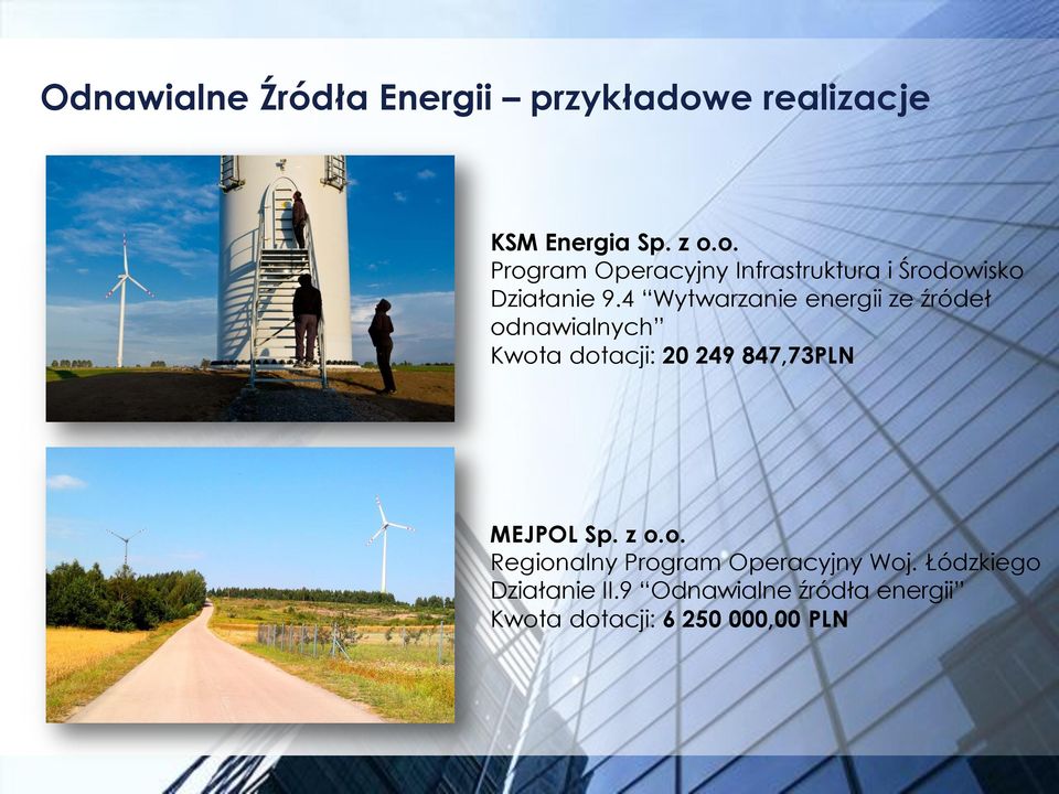 o. Program Operacyjny Infrastruktura i Środowisko Działanie 9.